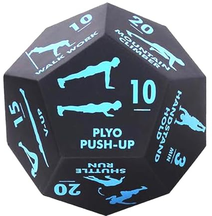 Tärningsspel för fitness, Träningstärningar för helkroppsträning, 12-sidiga män kvinnor Träningsutrustning aerobics, yoga, inomhus, utomhus, gym, bakgård, lekplats