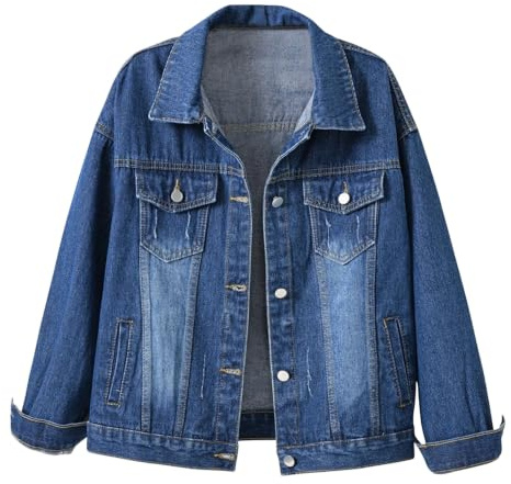 Dam Trendig Jeansjacka Långärmad Casual Trendig Jeansjacka