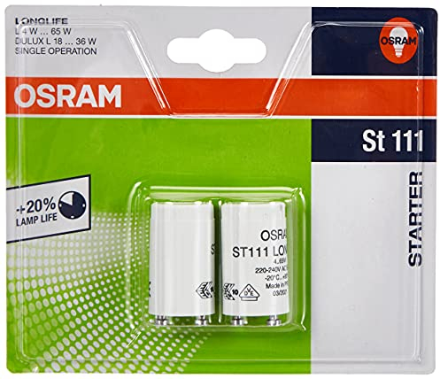 Osram Starter 111 Longlife, Für Einzelschaltung von Leuchtstoffröhren, 2er-Pack, Grau