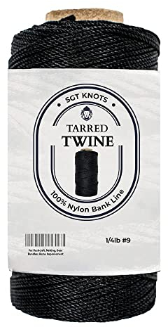 SGT KNOTS Tarred Twine – 100 % Nylon-Bankschnur, Faden für Bushcraft, Netz, Ausrüstung, Heimwerker, Bau, Schnürung, gedrehte Kordel, wetterfest | #9 – 1/1,8 kg