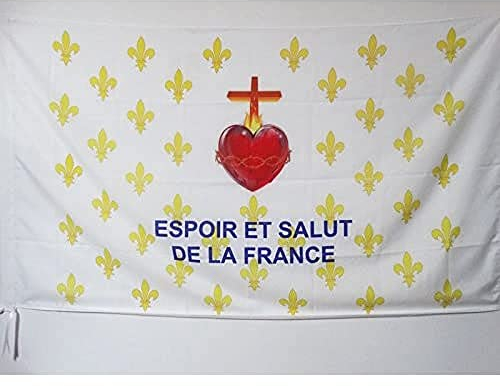 AZ FLAG - Drapeau Fleur de Lys Or ESF - 90x60 cm - Drapeau Royaliste Espoir Et Salut De La France 100% Polyester Avec Fourreau et Cordelette - Pavillon 50 g
