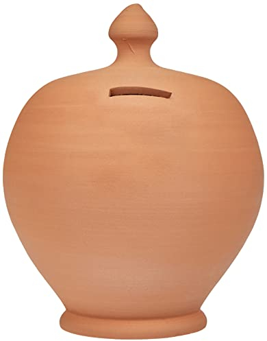 Home 1924421 Casalinghi Porcellana Salvadanaio Tondo Grezzo, Marrone, 20 cm