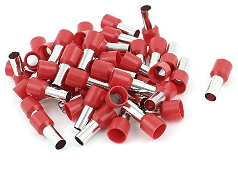 sourcingmap 50pcs 16mm2 Embout de Câble Embout de Câblage Cosse à Sertir électrique Fil Sertissage Borne Connecteur Terminal Borne à sertir isolé Bootlace Virole Rouge
