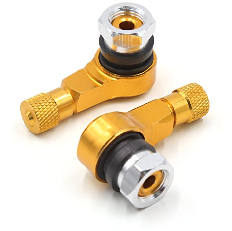 sourcing map 2stk.90 Grad Winkel Ventilverlängerung Metallventile Gummi & Aluminiumlegierung ventilkappen für Motorrad Gold