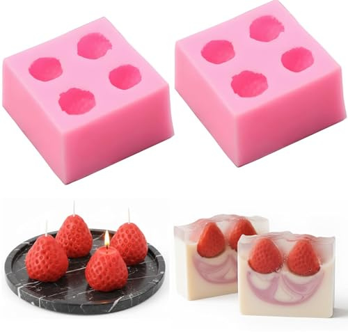 3D Full-size Strawberry Silicone Mold - MoldFun Large Strawberry Mold for Fondant, Gum Paste, Cake Topper Decorating, Chocolate, Candy, Ice Cube, Jello