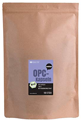 Wohltuer Bio OPC Kapseln Traubenkernpulver unbehandelt & naturbelassen 100 St. a 400mg - Natur pur ohne Zusatzstoffe in einer veganen Kapsel