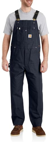 Carhartt Men's Iconic R01 Duck Bib Overall, Navy, W36 x L32