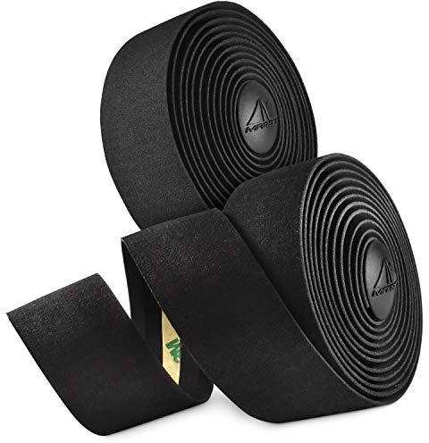MARQUE Suede Bike Handlebar Tape – Road Cycling Bicycle Handle Bar Wrap 2PCS per Set (Black)
