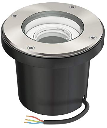 ledscom.de Lampada da incasso a pavimento BOFU per esterni, IP67, orientabile, acciaio inox, rotonda, 150 mm Ø, 1x GU10 max. 15W