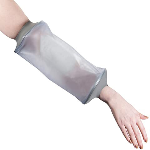 Blocka-wear Waterproof PICC Line Covers Upper Arm For Men & Women - Forearm & Elbow Cast Cover for Shower - Stretchy Neoprene Seal & Strong PVC Body - S-M, 30cmx22cm, Grey
