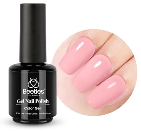 Beetles UV Gel Nagellack Nacktes nude-rosa, 15 ml Natural Pastellrosa Gel Nagellack, LED Nagellampe Erforderlich Geschenk für Nagelkunst DIY Nagelstudio Heimmaniküre