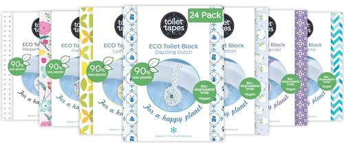 Toilet Tapes - Bloc WC Écologique - Jusqu'à 90% Moins de Plastique - 220+ Chasses d'Eau - Alternative Nettoyant WC - Parfums Assortis, 1 unité (Lot de 24)