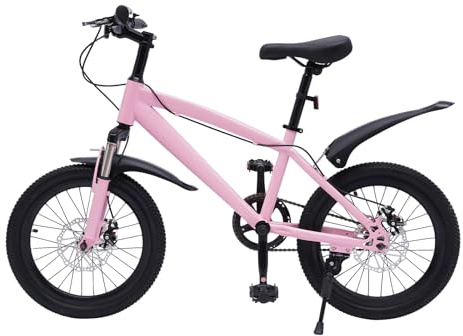 VTT 18 pouces pour enfants garçons et filles - Vélo unisexe pour enfants - Pour les villes, les plages, les pistes cyclables et différentes routes (rose)