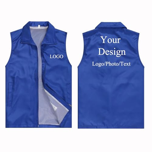 Tuboshu Gilet con Logo Personalizzato Giacca Personalizzata Cappotto Personalizzato Stampa di Foto/Testo Gilet Estivo Sottile Uomo Donna Abiti da Lavoro Uniformi Capispalla Top