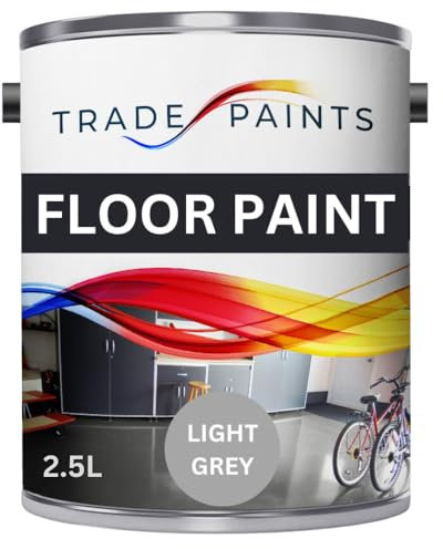 Trade Paints Heavy Duty Quick Dry Floor Paint - Garage, Workshop, Warehouse, Industrial Floor Paint - Ideal For Concrete, Stone, Brick, Wood & Metal (Light Grey 00A05, 2.5 l Pack of 1)