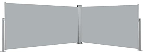 Iiaky Tenda da Sole Laterale Retrattile 160x600 cm Grigia,Tenda da Sole per Esterno Avvolgibile,Tenda da Sole a Bracci Estensibili con Telaio in Alluminio,Tettuccio Resistente al Sole e Impermeabile e