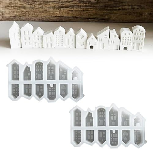 Silikonformar Gjutformar Hus, 12 St Mini Silikonform, Gör-Det-Själv Ljusform för Juldekoration