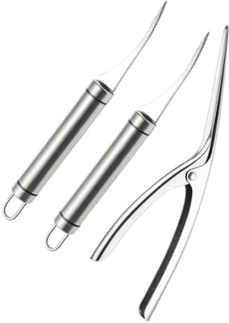 Cabilock 3 Pezzi in Acciaio Inox Gamberetti Filo Coltello Granchio Strumento Guscio di Gamberetti Gamberetti Pelapatate Gamberetti Rimozione Taglierina Gamberetti Deveiner Gamberetti Curvo