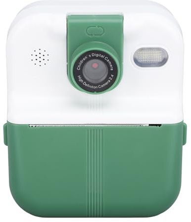 Barnkamera Instant Print, Multifunktionell 1080p Digitalkamera Stötdämpare App Connected Printing 2.4 -IPS -skärm för Utomhus (Grön)