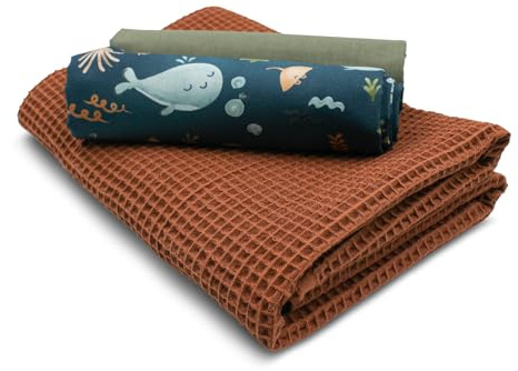 VmG-Store Våffelpiké + bomullstyg, set, färgkoordinerat, våffeltyg, 100 % bomullstyg, Tex Standard 100 (vale-set91)