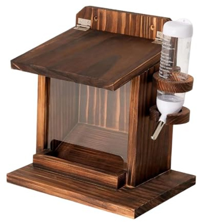 Gralara Comedero de Madera para Ardillas, dispensador de Comida para Mascotas de Madera Artesanal para Exteriores, con Fines Decorativos.
