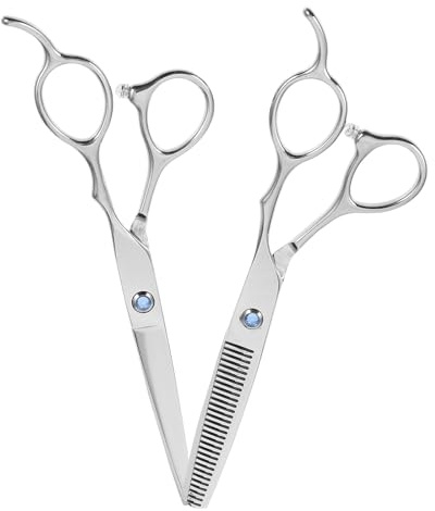 PRETYZOOM Tijeras de Peluquería para Zurdos 6 Pulgadas Acero Inoxidable 2 Piezas Tijeras Planas Entresacar para Salón y Uso Doméstico