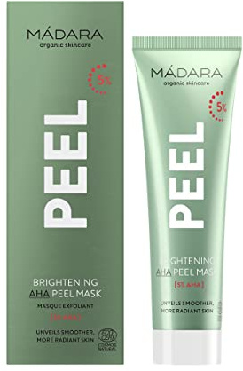 MÁDARA Organic Skincare Aufhellende AHA Peel-Maske - 60ml, Fruchtsäurepeeling, Vitamin C, Milchsäure, AHA Peeling, Gesichtspflege, Aufhellend, Für strahlende Haut, Vegan, Ecocert-zertifiziert