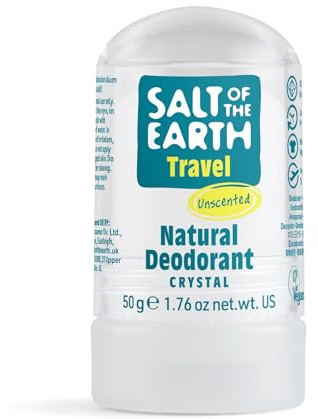 Natural Deodorant Travel Crystal by Salt of the Earth, Unscented, Fragrance Free, Vegan, Long Lasting Protection, Leaping Bunny Approved - 50g