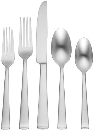 Oneida Satin Lewin 65 Piece Fine Flatware Set, 9.55 LB, Metallic
