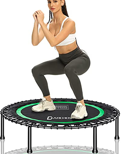 DARCHEN 450 lbs Mini Trampoline for Adults, Indoor Small Rebounder Exercise Trampoline for Workout Fitness, 450 lbs Max-Load Bungees for Quiet and Safely Cushioned Bounce, 40 Inch Gym Trampoline