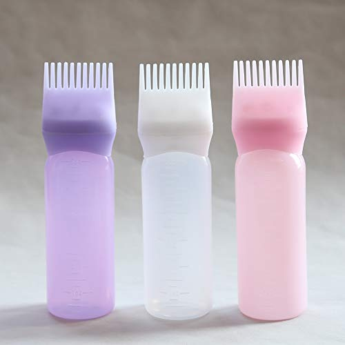 Towarm - Peigne à racines - Rose - Blanc - Violet - Applicateur - Bouteille de 6 g - Peigne avec échelle graduée pour coloration des cheveux - Traitement du cuir chevelu - Essentiel