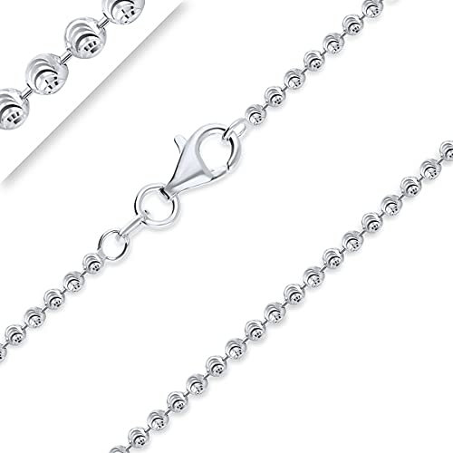 PLANETYS - Kugelkette Moon, diamantiert, Sterling-Silber 925/1000, rhodiniert, Breite 2 mm, 40 – 45 – 50 – 55 – 60 – 65 – 70 cm, Sterling Silber
