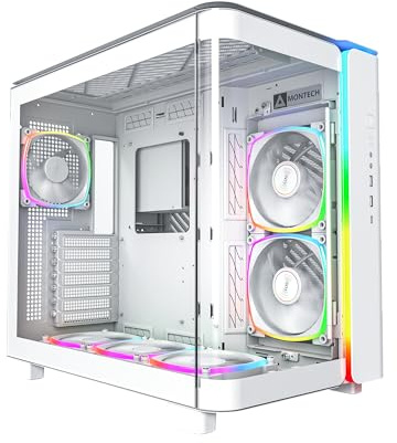 MONTECH King 95 Pro Boîtier de Jeu PC ATX à Double Chambre avec Haut débit d'air, Panneaux sans Outils, Avant en Verre trempé incurvé Robuste, Six Ventilateurs ARGB PWM pré-installés avec hub de