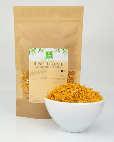 Ringelblumen - getrocknete Blüten 250g von der Grünen Essenz - aromatisch - getrocknete Blumen für Aufguss und Badezusatz - Ringelblumentee - Kräuterte - Ringelblumenblüten (250 Gramm)