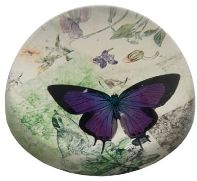CHEMIN DE CAMPAGNE Presse Papier sulfure en Verre Violet Ø.10 cm