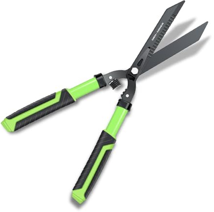 DRM-GDNER Professional Heavy Duty Hedge Shears 23 - Serrated Blade & Dual Shock Handle, Ergonomic Gardening Clippers with Anti-Rust Coating