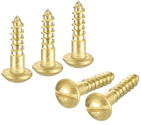 QUARKZMAN Tornillos de Madera M2.5 x 10mm Cabeza Redonda Ranurada de Latón Tornillo Autorroscante para Trabajos de Carpintería 40 Unidades