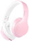 Rockpapa E7 Bluetooth Headphones Over Ear, Wireless Headphones with Microphone & HiFi Stereo, Foldable, Lightweight, Wireless Wired Headphones for School/Work/Phone/PC/TV, Pink White