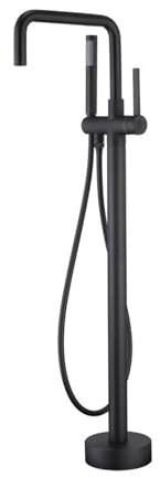 BiaoTeng Grifo para Bañera Exenta Rotación 360° Latón Frío y Caliente Grifo de Pie para Bañera Exenta Negro