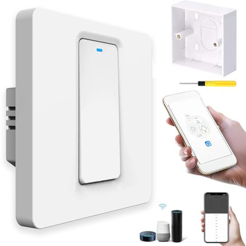 Acmerota 20A WIFI Smart Water Heater Timer Switch 4000W Button Boiler, Compatible for Google Home Alexa APP Control (45mm Deep Box)