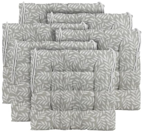 CHELY INTERMARKET Cojines Silla 40x40x7,5cm Pack 6 Unidades Relleno Mullido Rama Beige 9 Pespuntes Acolchado Exterior Interior Decorativos Suaves Estables Lavables Terraza Jardín