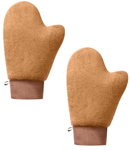 Satiskid Lot de 2 gants auto-bronzants pour le corps, applicateur de lotion pour le corps, applicateur de dos autobronzant, gants applicateurs réutilisables des deux côtés pour le bronzage avec le