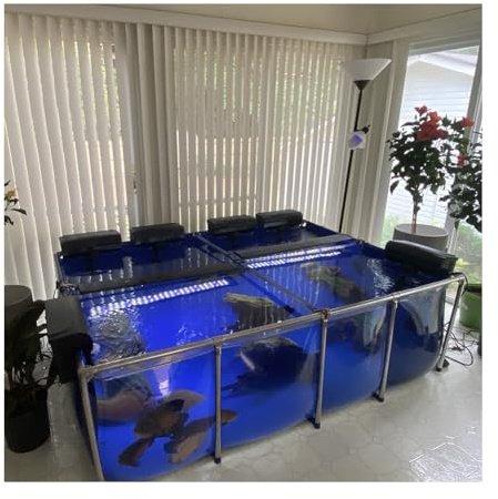 Generico Laghetto per Pesci da Esterno con Pannello di osservazione Trasparente, Serbatoio di stoccaggio in Tela PVC con Struttura in Acciaio, Acquario da Giardino e Vasca di Riproduzione, Design dur