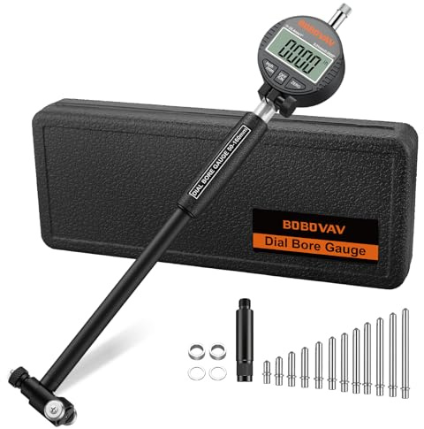 BOBOVAV Digital Bohrungslehre Messuhr Set 50-160 mm, Innendurchmesser Messuhr Präzision 0,01 mm Zylinder Messuhr Metrisch/Zoll Anzeige mit 12 Messspitzen für Formabweichungen