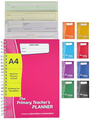 Educational Planning Books – The Primary Teachers Planner 2026-2027 – A4 – Undated Page-a-Day, Lesson, Term and Year Planning for Primary & Early Years Teachers – Hardback (PTP1-Pink)
