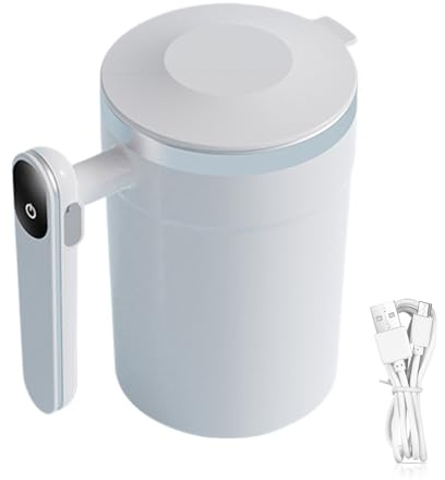 Tazza auto-mescolante | 400 ml miscelatore automatico magnetico per bevande | Tazza elettrica per mescolare cioccolata calda con display LCD della temperatura – per casa, ufficio, viaggi, bevande al