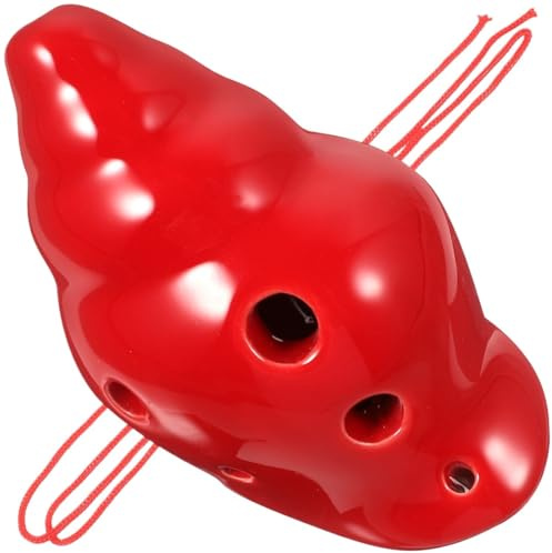Ocarina 6-håls ocarina instrument professionell nybörjare keramisk uniform mild ljudresonans bekväm (röd)