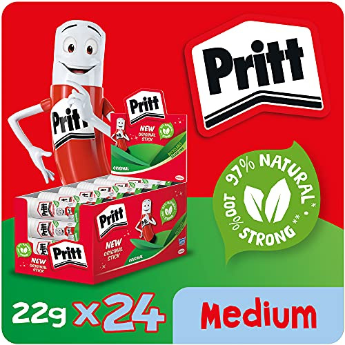 Pritt 24927 Stick Medium Adhesive Glue Sticks, 22 g - Pack of 24,White