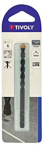 TIVOLY 12000320600 - Broca para azulejos Extra, cola cilíndrica, diámetro 6 mm, brocas planas