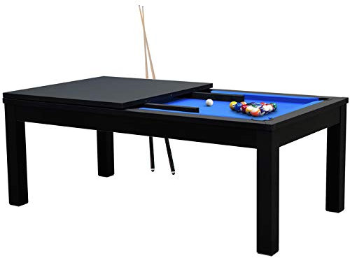 Table de Billard Convertible Noire Tapis Bleu